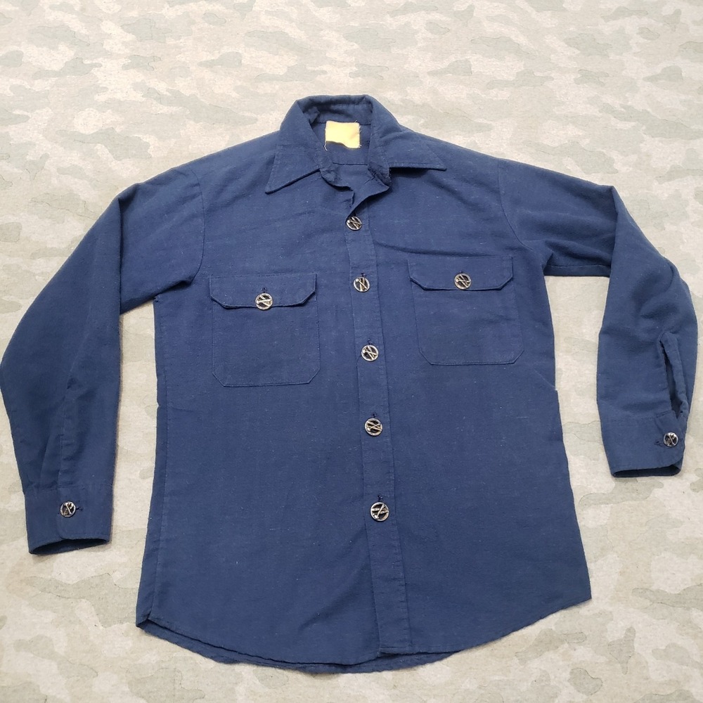 True Vintage Shirt Mens Medium Blue Long Sleeve Button Up